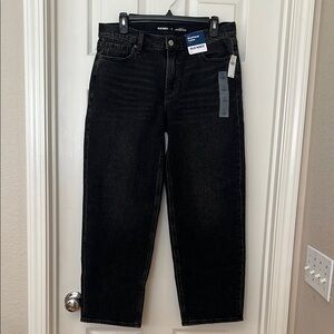 Old Navy Black Boyfriend Loose Jeans mid-Rise ankle